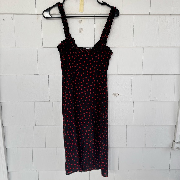 Realisation Par Juliet Silk Ruffle Button Midi Dress in Italia Spot size XS - Picture 12 of 12